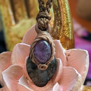 Handcrafted Labradorite & Amethyst Pendant